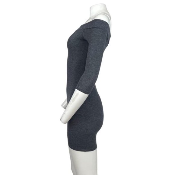 Off The Shoulder Mini Bodycon Dress Grey - Picture 2 of 3